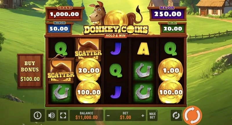 Donkey Coins Hold & Win - skrini kuu yenye reels